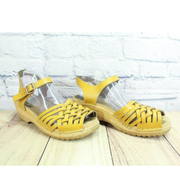 Troentorp Anna Yellow Leather Braided Adjustable Strap Casual Sandals Size 9 - Picture 3 of 9
